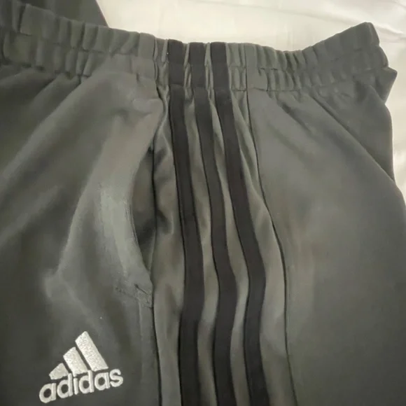 Adidas Joggers Gray Black Stripes YXS Athletic Athleisure - Picture 3 of 7